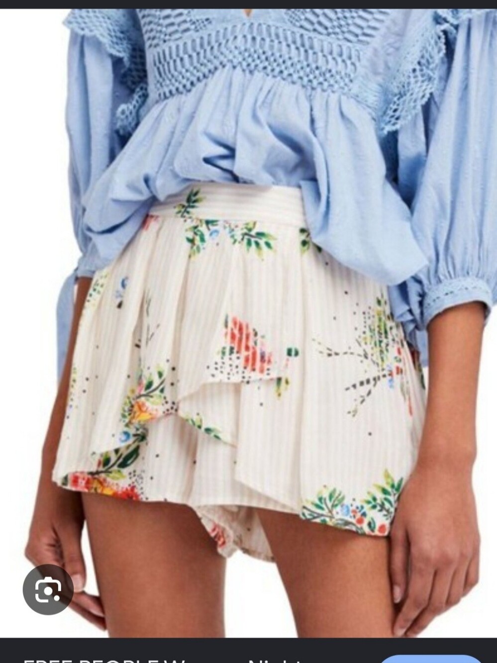 Free People Floral Cream Layered Shorts